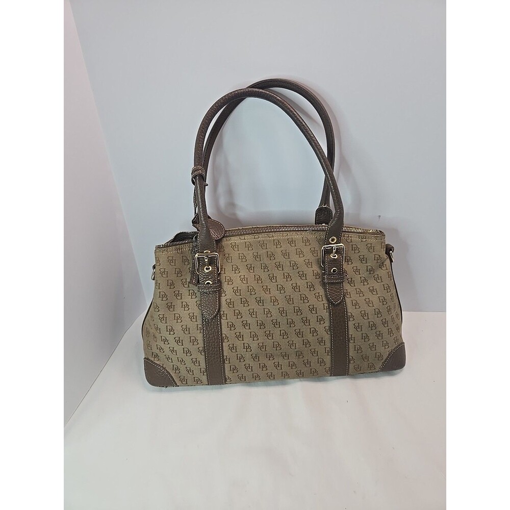 DOONEY & BOURKE KHAKI - BROWN SIGNTURE DOMED SATCHEL HANDBAG SHOULDER BAG PURSE